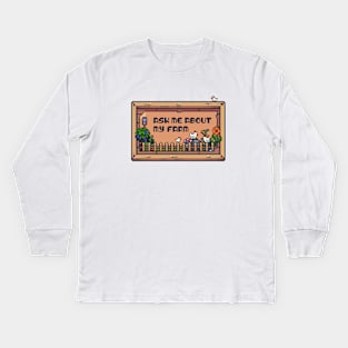 Ask me About my Farm Creative Gaming Sandbox Farming Pixel Art Kids Long Sleeve T-Shirt